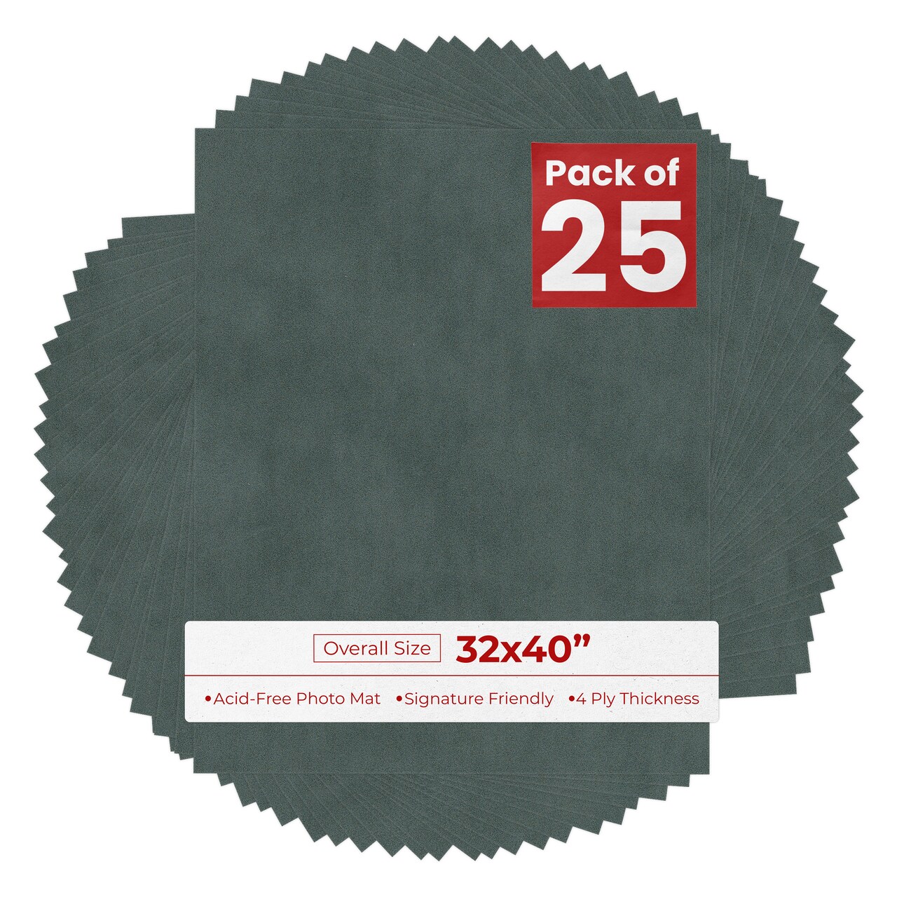 Dark Grey Suede 32x40 Uncut Mat Board - Blank Sheets, No Opening